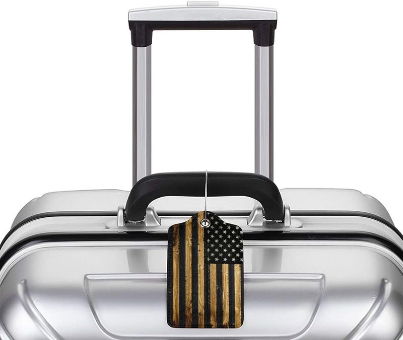 GACCAP 2 Pack Luggage Tags for Suitcase, Privacy Cover ID Label with Stainless Steel and Address Card for Travel Bag Backpack Cruise Ship Essentials Tag Women Men - Wood American Flag - Image 5